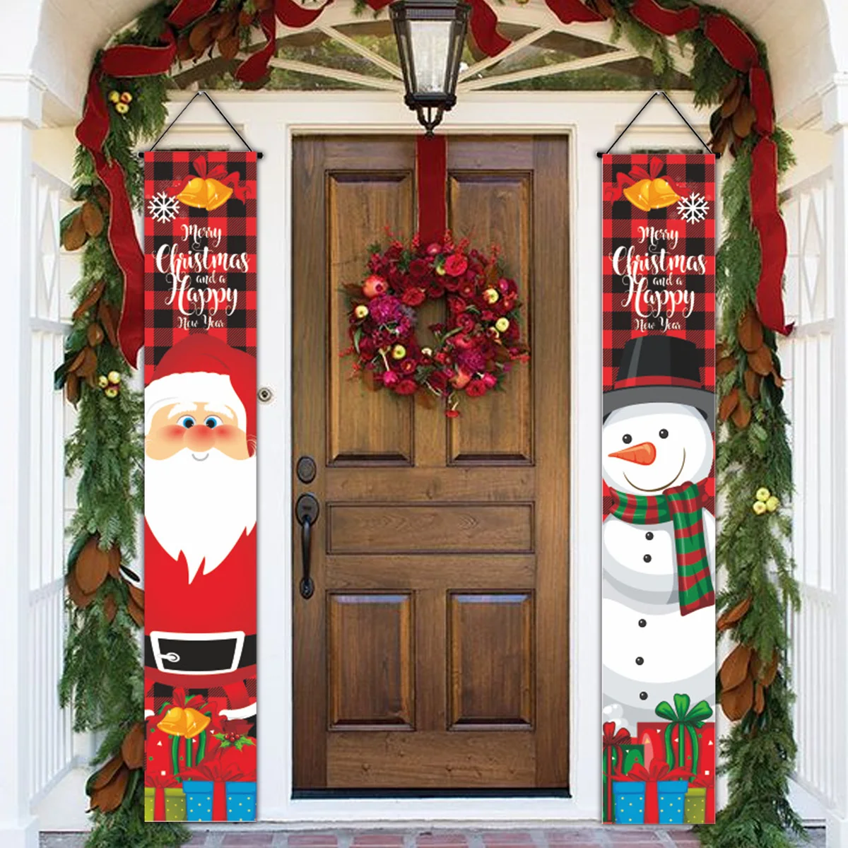 2024 Christmas Door Decoration Porch Sign Merry Christmas Banner Decor for Home Hanging Flag xmas Ornament Navidad New Year gift