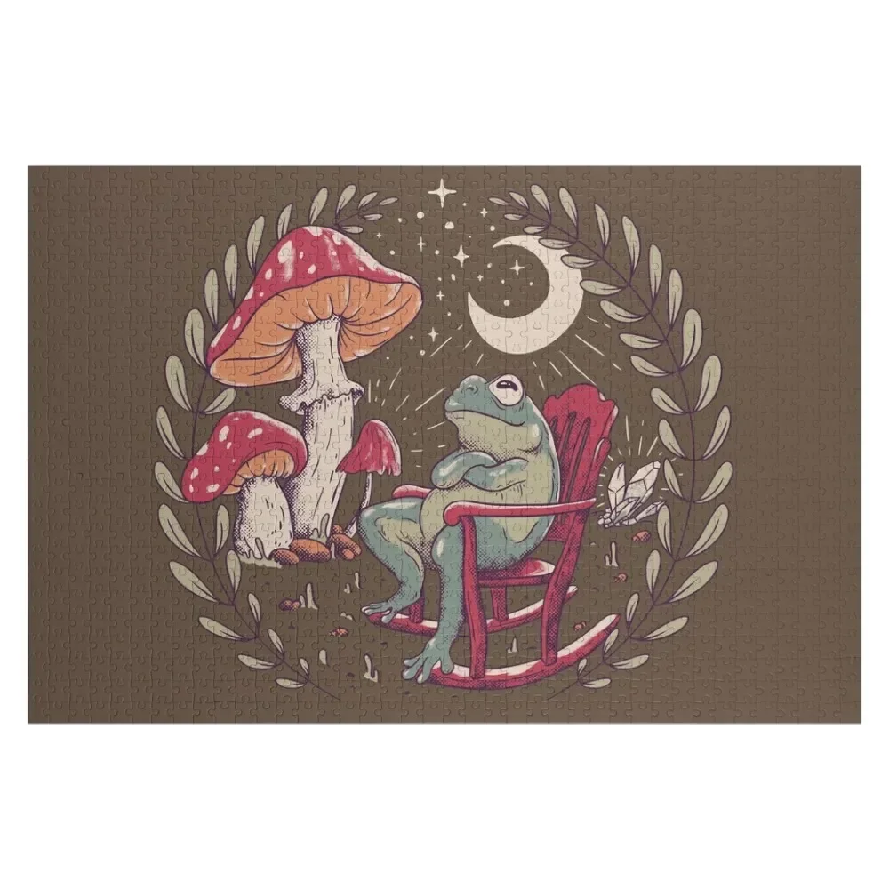 

Goblincore Aesthetic Cottagecore Frog Chilling (Vintage Faded Colors) - waiting for mushrooms to grow - Weirdcore Jigsaw Puzzle