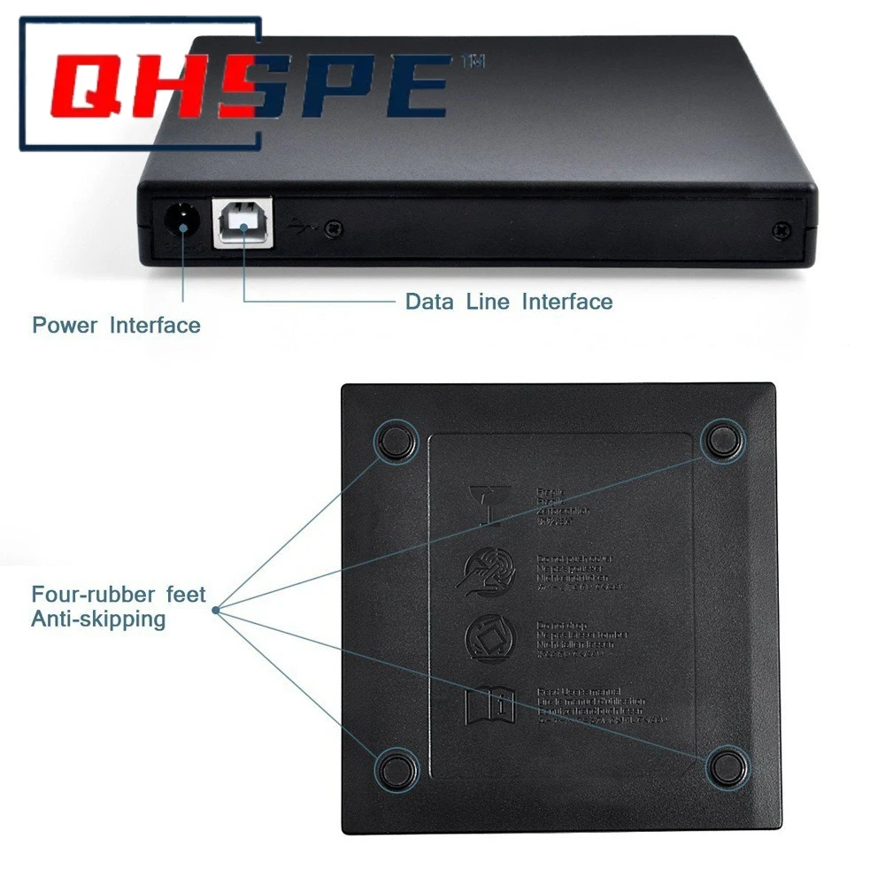 ภายนอก USB 2.0 CD/DVD RW Burner - Plug & Play ไดรฟ์ DVD-ROM แบบพกพาสําหรับแล็ปท็อปพีซีอ่าน/เขียนแผ่นไม่มีไดรเวอร์