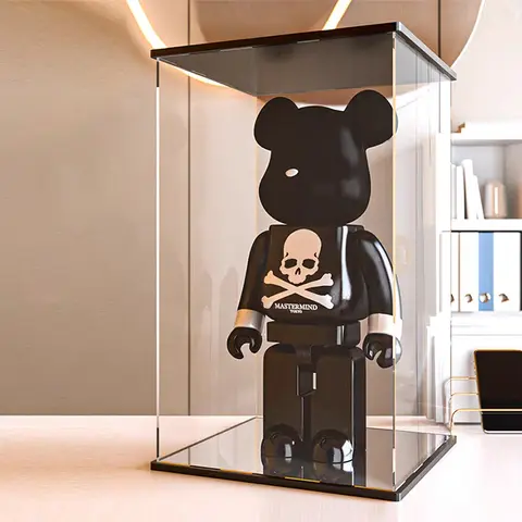 Clear Acrylic Display Cabinet With Bottom Mirror For Collections, Dustproof Storage Box Action Figure, Toys And Car Models