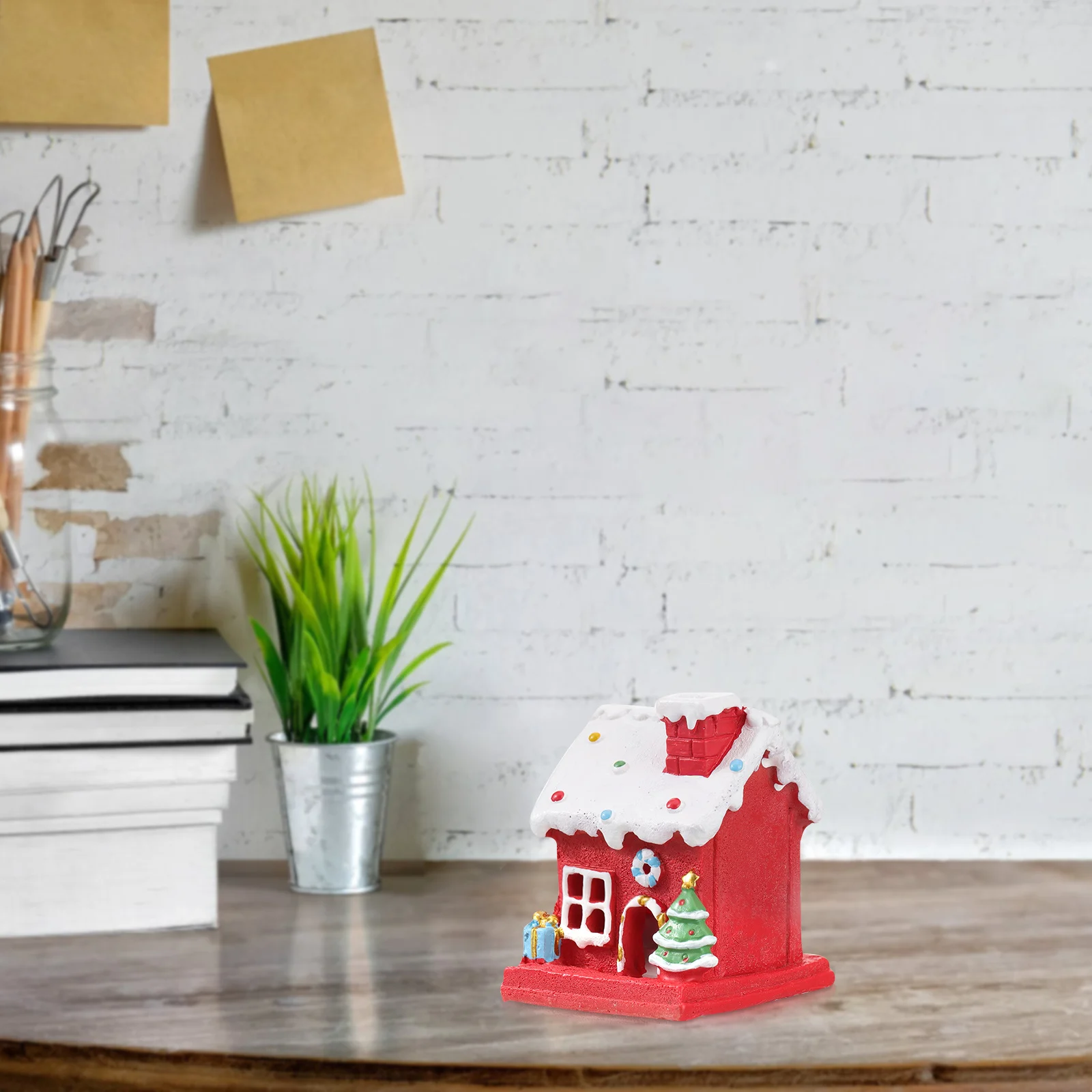 

Glowing Resin Ornament Micro Desktop Mini Party Adornment Resin House Supply Christmas Mini Luminous House Xmas Decor Christmas