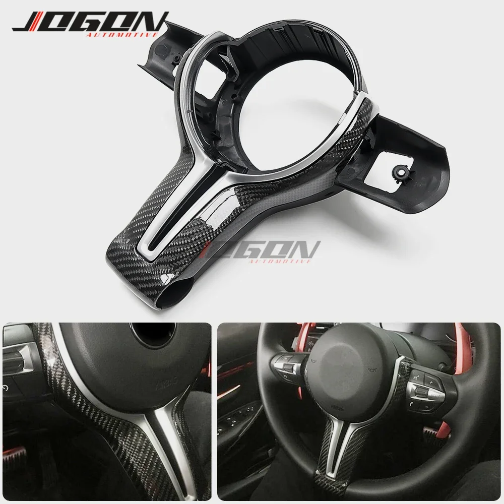 Car Steering Wheel Kits For BMW F10 F20 F30 F32 F34 F48 F25 F26 M sport Steering Wheel Trim Accessories Real Carbon Fiber