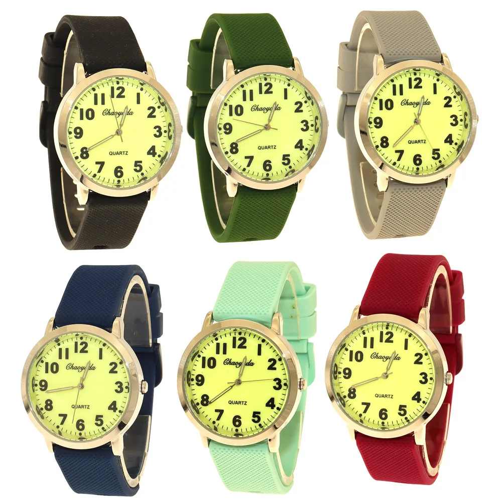 6Pcs Silicone Band Military Sports Date Quartz Luminous Watch Men Watches Boys Girls watches