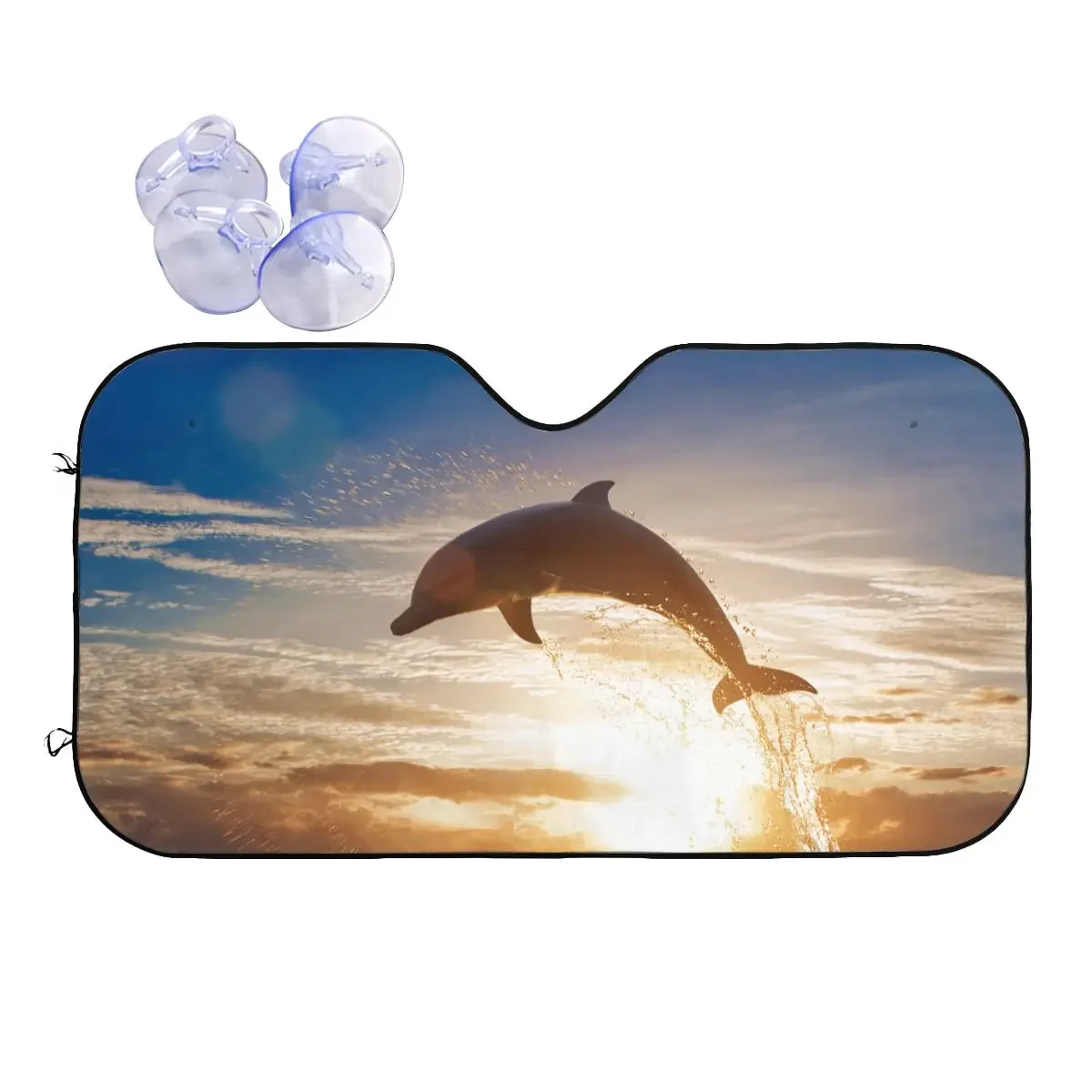 Dolphin Sunset Windshield Sunshade Sea Beach Scenery Universal Car Front Window Visor Car Window Windscreen Cover Solar Protect