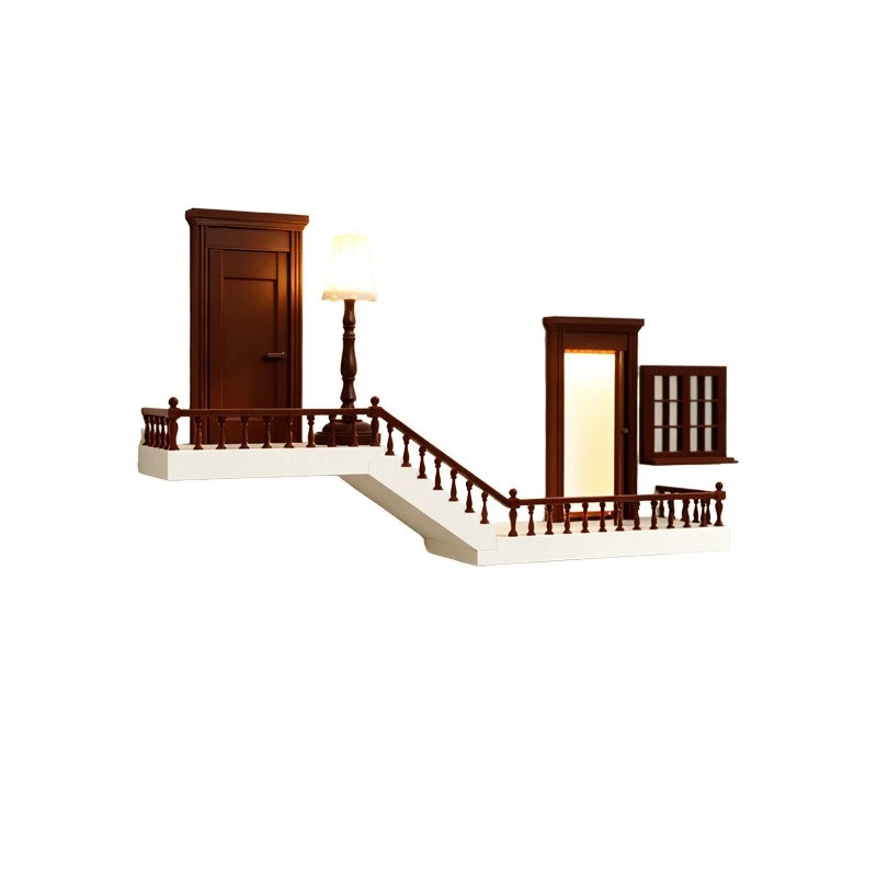 No punching retro blind box storage rack hanging on the wall, character display rack, three-dimensional luminous micro-landscape