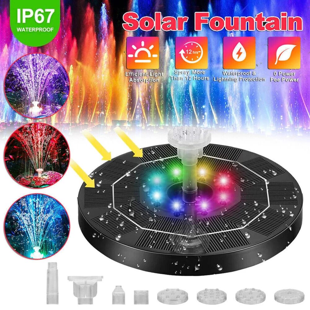 

3.0W/3.5W Solar Power Water Fountain Pump Bird Bath 8LED Floating Pond Pool Outdoor Garden Fish Tank Pond Fountain Bird Bath