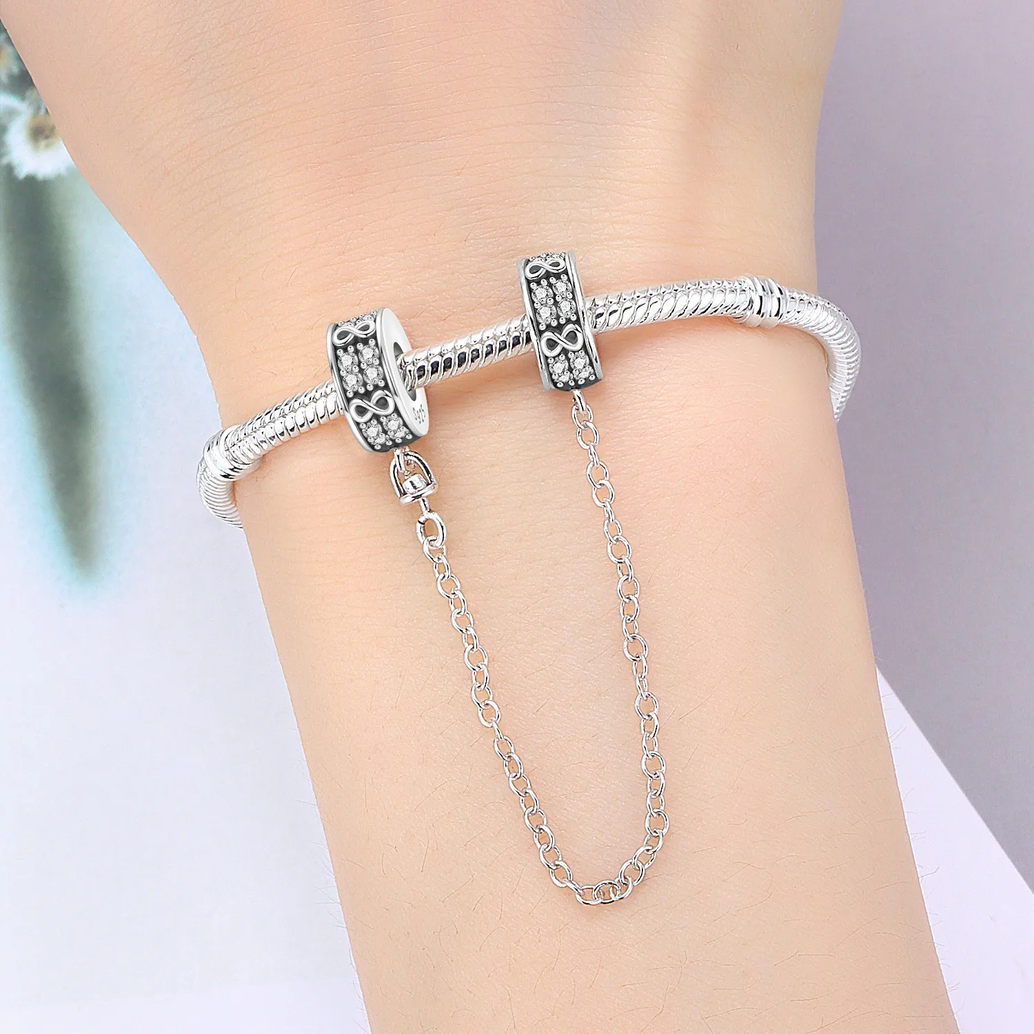 925 Sterling Silber Zirkon Pfirsichherz Ewiger Schmetterling Sicherheitskette Passend für Original-Armband DIY Schmuck-Befestigungs-Charm 2026 – Detail 32
