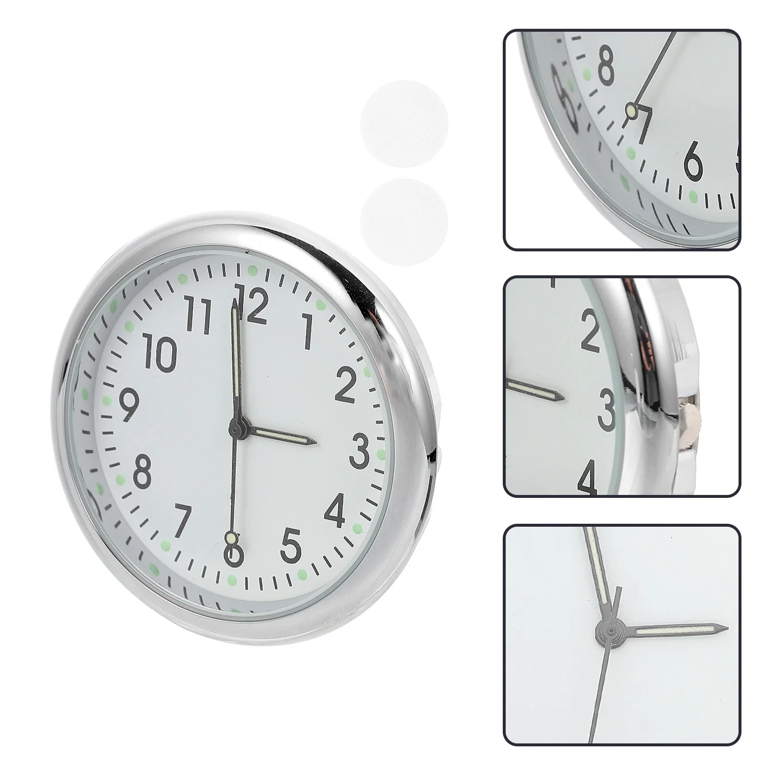 

Digital For Car Small Stick On Metal Clock Durable Decorative Car Timepiece Easy Installation Mini Luminous Clock
