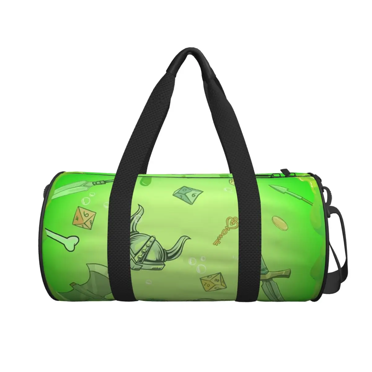 

GELATINOUS CUBE Green Ooze Dnd Monster, Dnd Dice, Skull, Loot, Axe And Sword Large Duffle Gym Bag Bags Handbags Fitness bag
