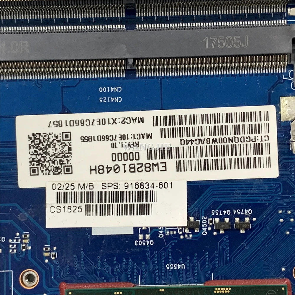 Hp,cpu,i5-7300U,ddr4,916834-601, 916834-001,6050a2860101,100% のラップトップマザーボード