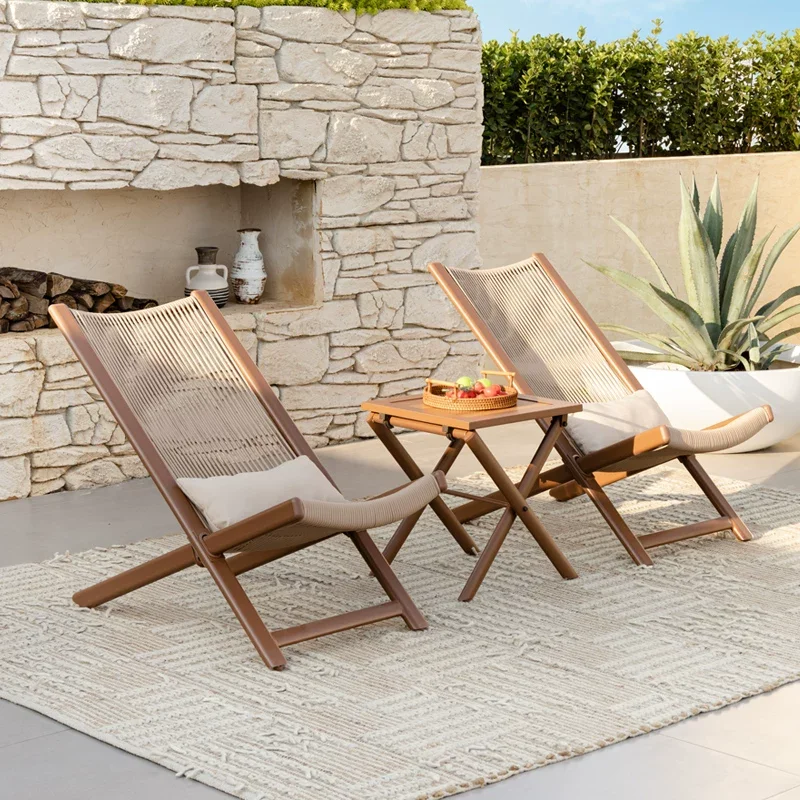 

Balcony Lounge Chair Rattan Patio Recliner with Ottoman Ergonomic Outdoor Rocking Seat Comfortable Sofa for Garden Porch