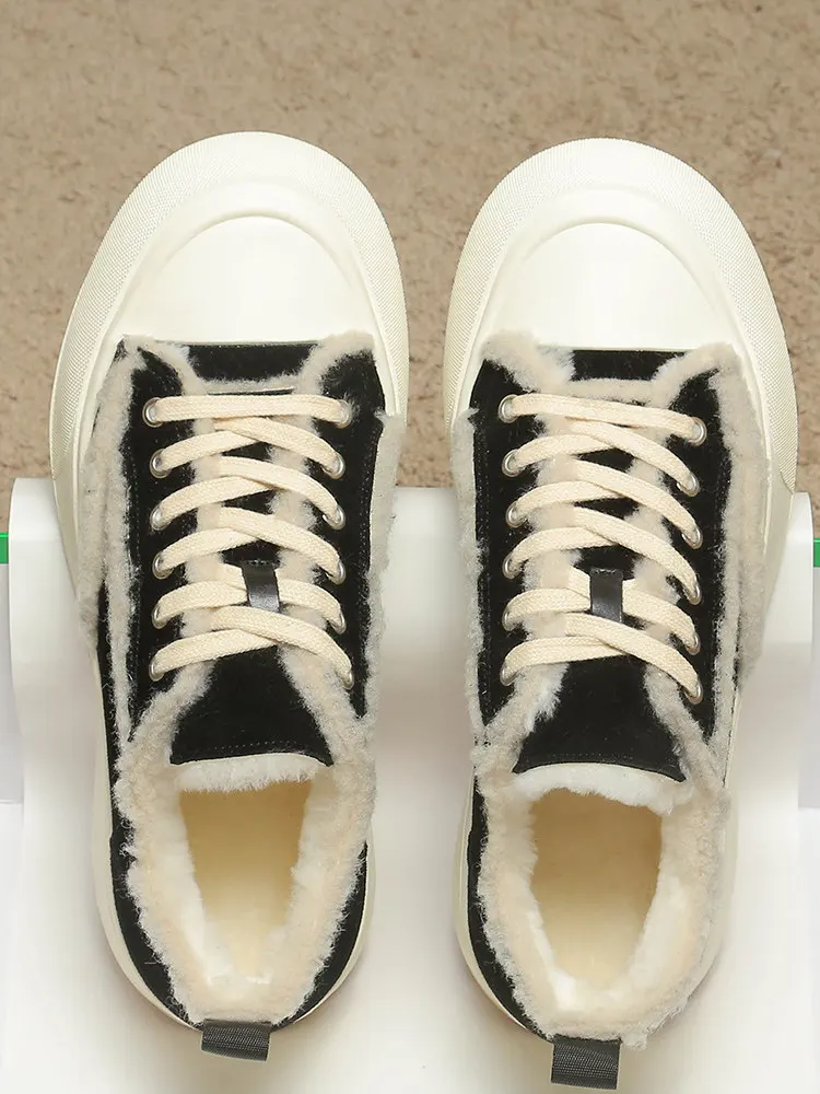 Retro Cow Suede Men Winter Board Shoes Full Plush Lining Platform Sole Wool Warm Outdoor Casual Sneakers