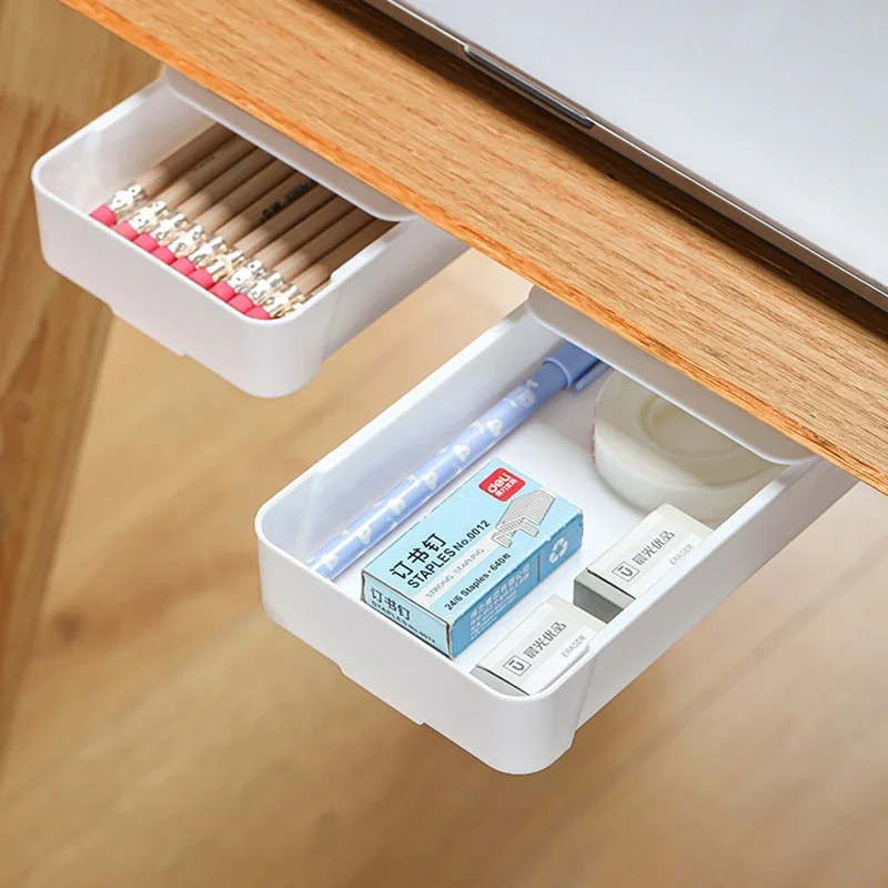 Hidden Storage Box In Table Self Stick Table Storage Drawer Organizer Box Home Office Pencil Tray Under Desk Storage Drawer