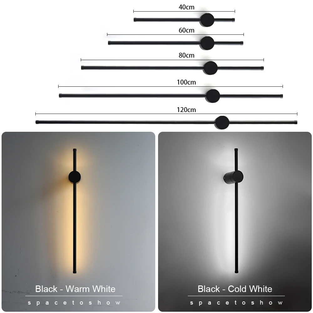Modern Led Wall Lamp Long Wall Light 350°Rotation For Home Living Room Bedroom Sofa Background Indoor Lighting Decoration Lamp