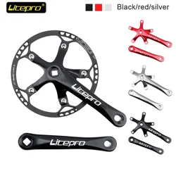 Litepro Folding Bicycle Crankset Wide and Narrow Teeth 130BCD Chainring 45/47/53/56/58T Square Hole 170mm 130BCD 5claw Crank