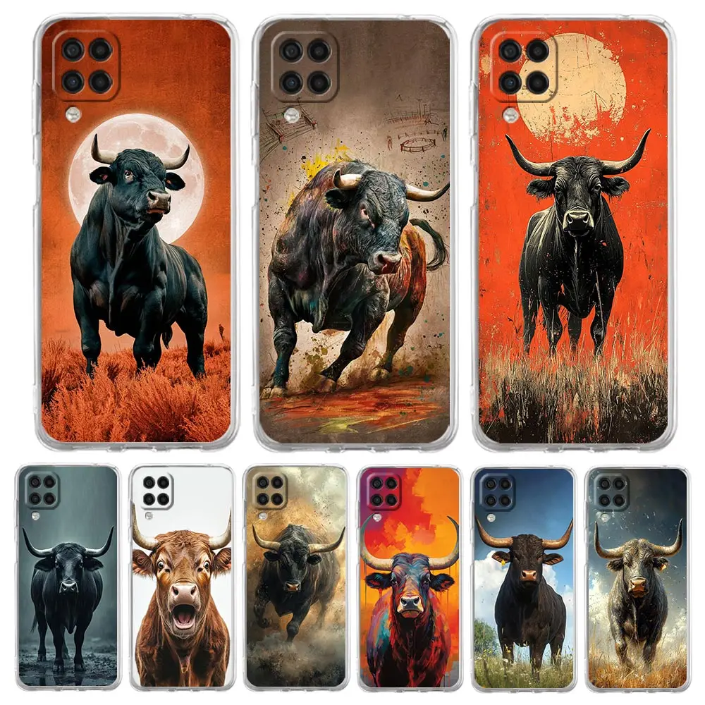 

Чехол для телефона Samsung Galaxy A13 A33 A35 A55 A73 A53 A23 A51 A71 A21S A72 A31 A41 A05s A03S A15 A25 5G Clear Cover Bull Animal