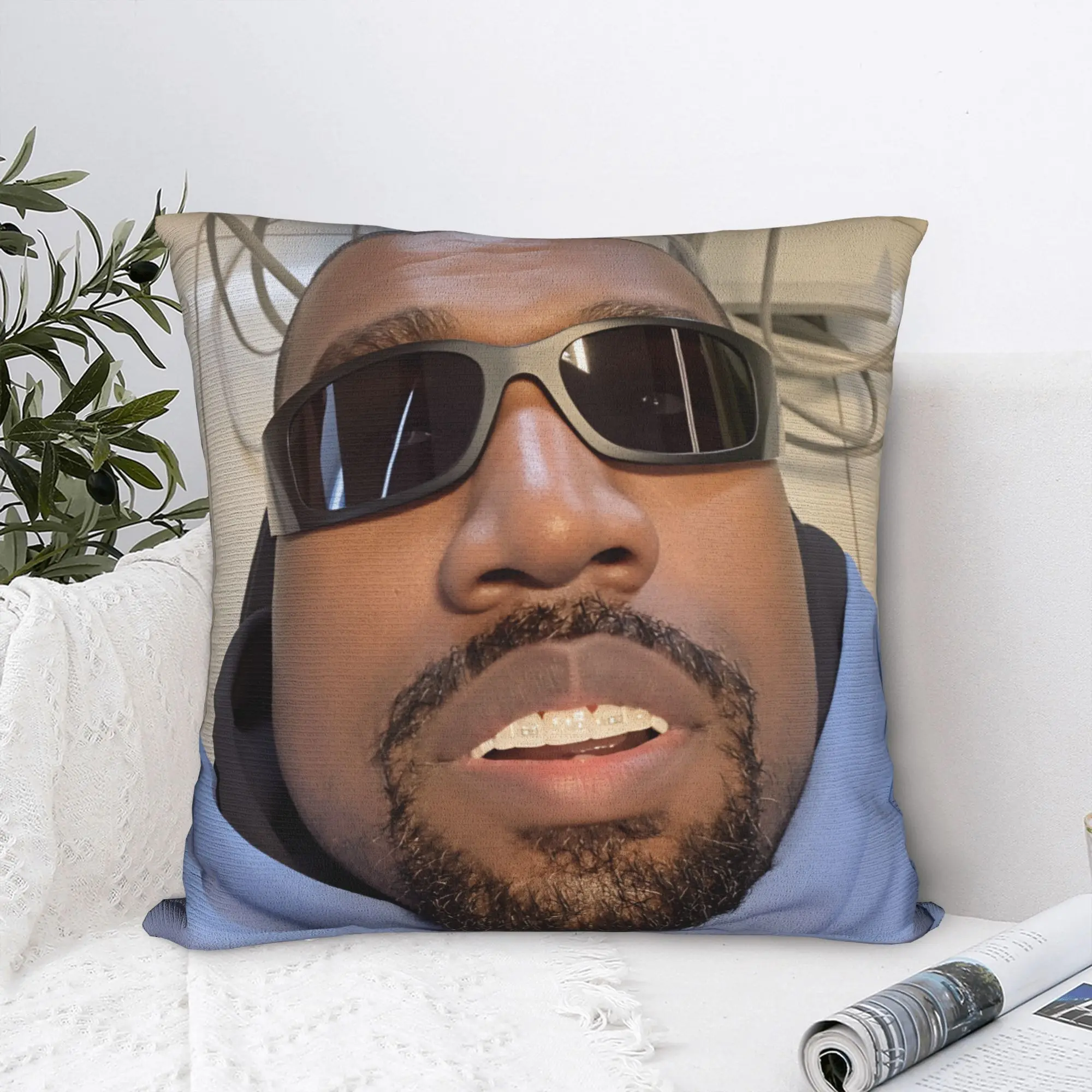 Kanye West Meme Pillow Case  Retro Trendy Pillow Cover Soft Pillowcases For Chair Sofa Home Decor