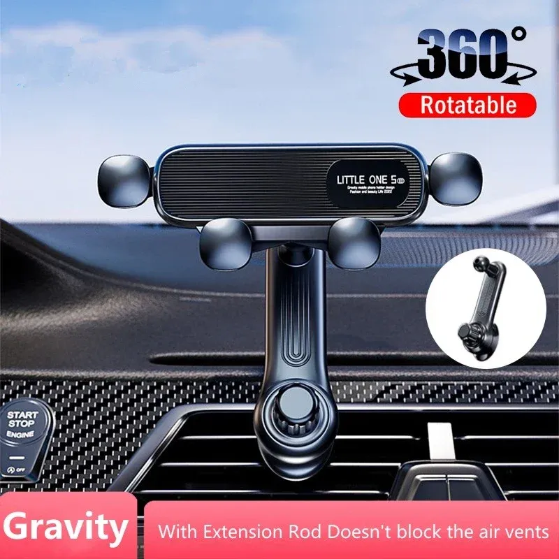 2024 New 360° Rotation Gravity Car Phone Holder Air Vent Clip Navigation Stand Telescopic Air Outlet Phone Support for 4.7-7 inc
