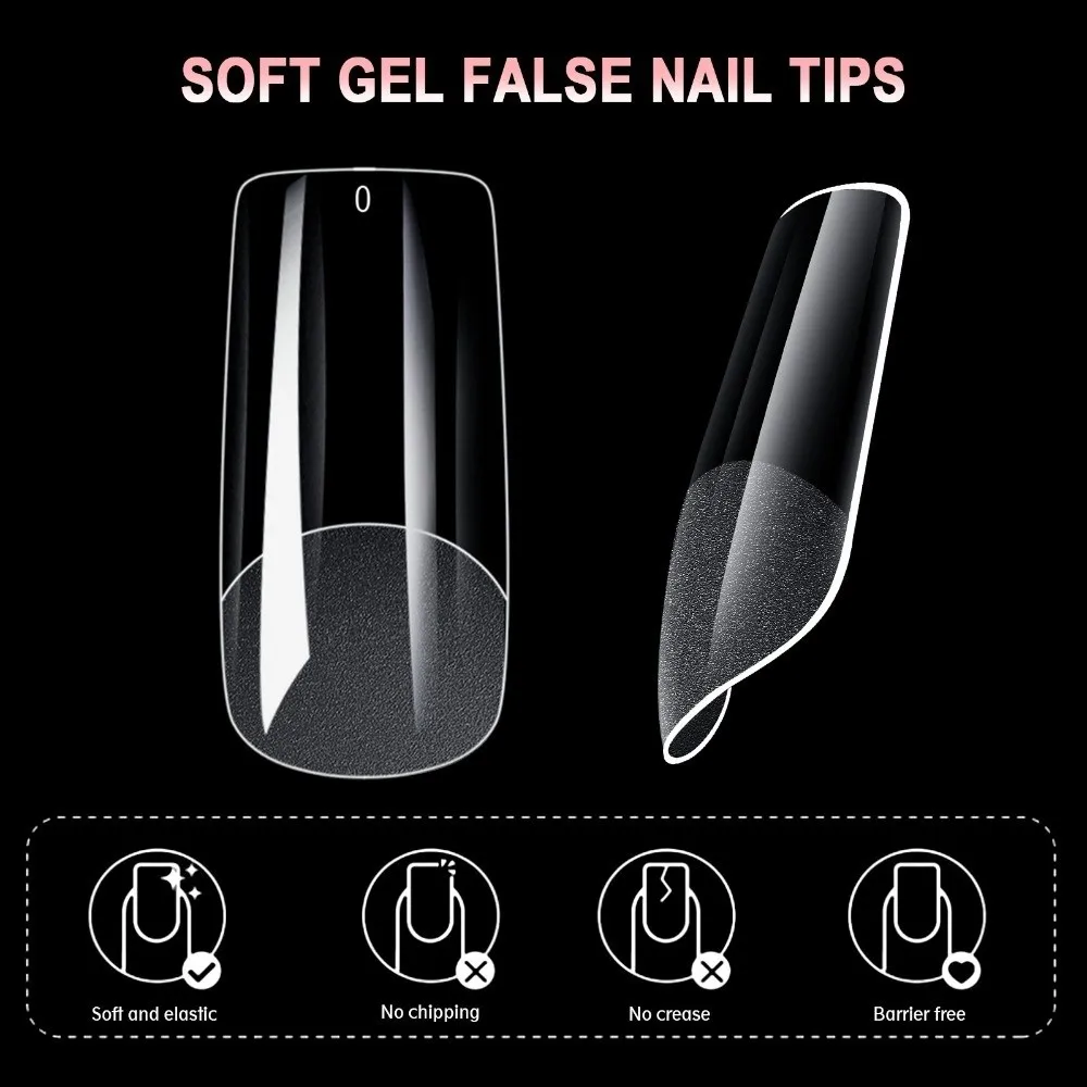 New 600Pcs False Nail Almond-Shaped Short Length Acrylic Nails Tips Full Cover Transparent False Nail Tips DIY Nails
