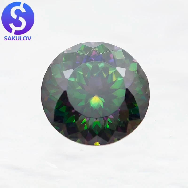 

Rainbow Color Round100 Faceted Cut Moissanite Loose Stone Diamond Russian Bird Nest Cut Moissanite Gemstone with GRA Certificate