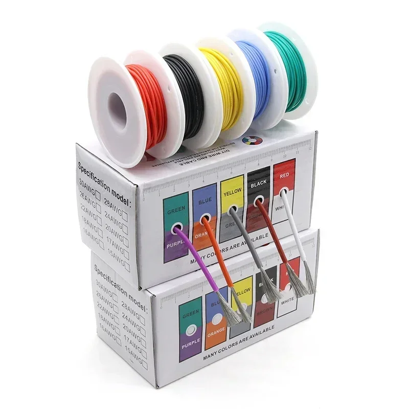 Heat Resistant Flexible Silicone Wire（5 Colors Mix Kit）30/28/26/24/22/20/18/16AWG Stranded Cable Electrical Tinned Copper Wires