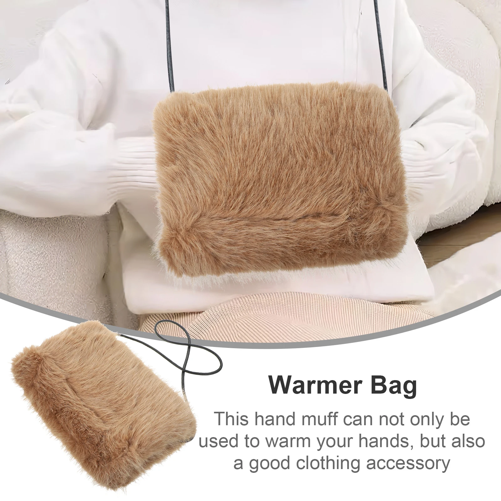 

Warm Hand Muff Portable Insulated Pouch Thickened Imitation Hand Warmer Pillow for Women Outdoor Winter
