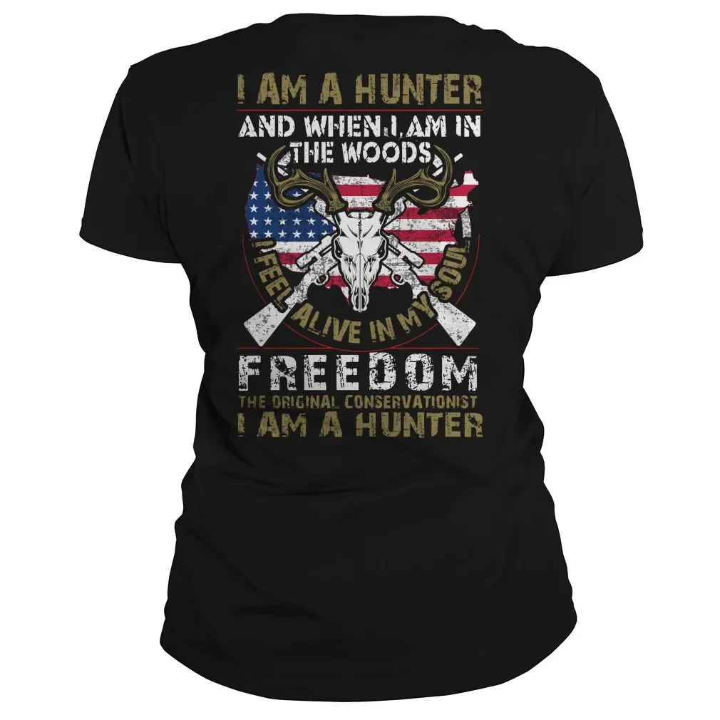 American Hunter Inscriptions T-Shirt 100% Cotton O-Neck Summer Short Sleeve Casual Mens T-shirt Size S-3XL