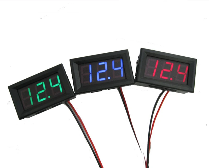

Digital Voltmeter 0.56 Inch DC 0-30V 3 Wire LED Display Voltage Meter Voltmeter Tester With Shell Red/Blue/Green For Motorcycle