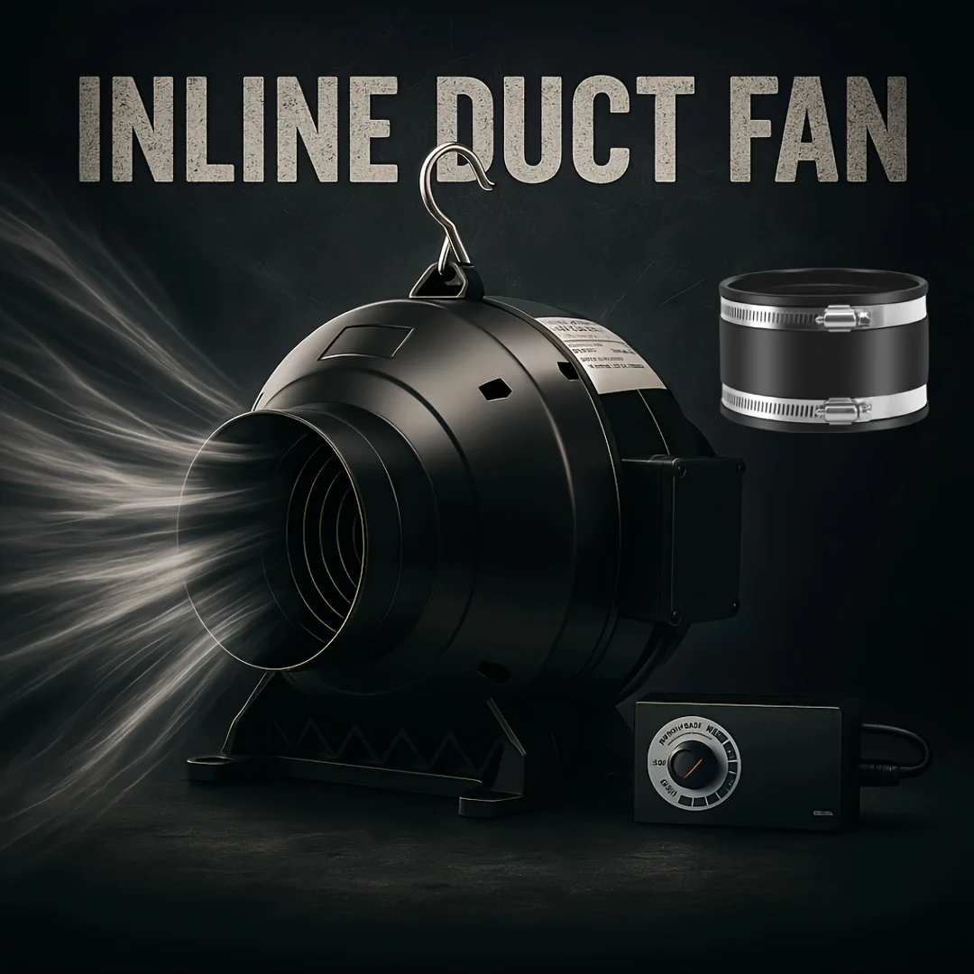 

ALPHAGROW Ultimate Grow Tent Fan Solution 175 CFM Inline Duct System Speed Controller with 8ft Duct with Rubber Coupler,