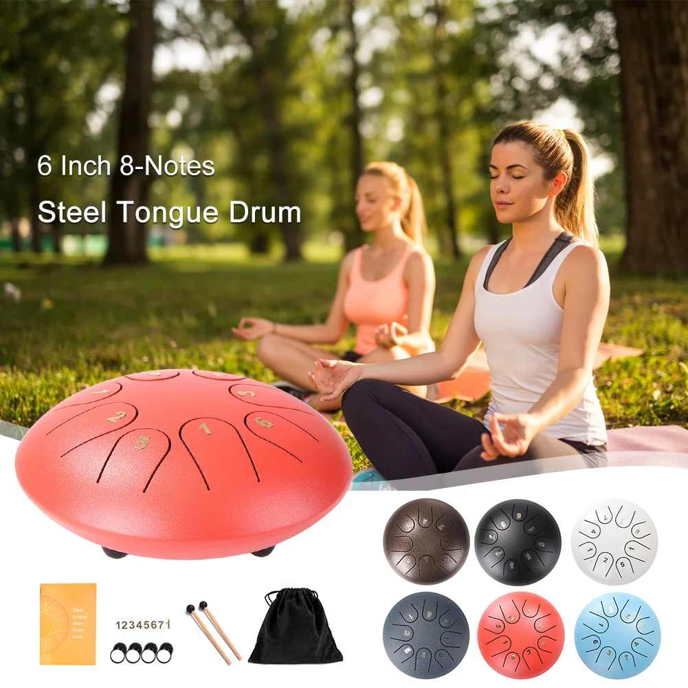 Steel Tongue Drum Mini Drum 6 Inches 8 Notes Steel Drum with Storage Bag Stress Relief Musical Gifts for Drummer Beginner