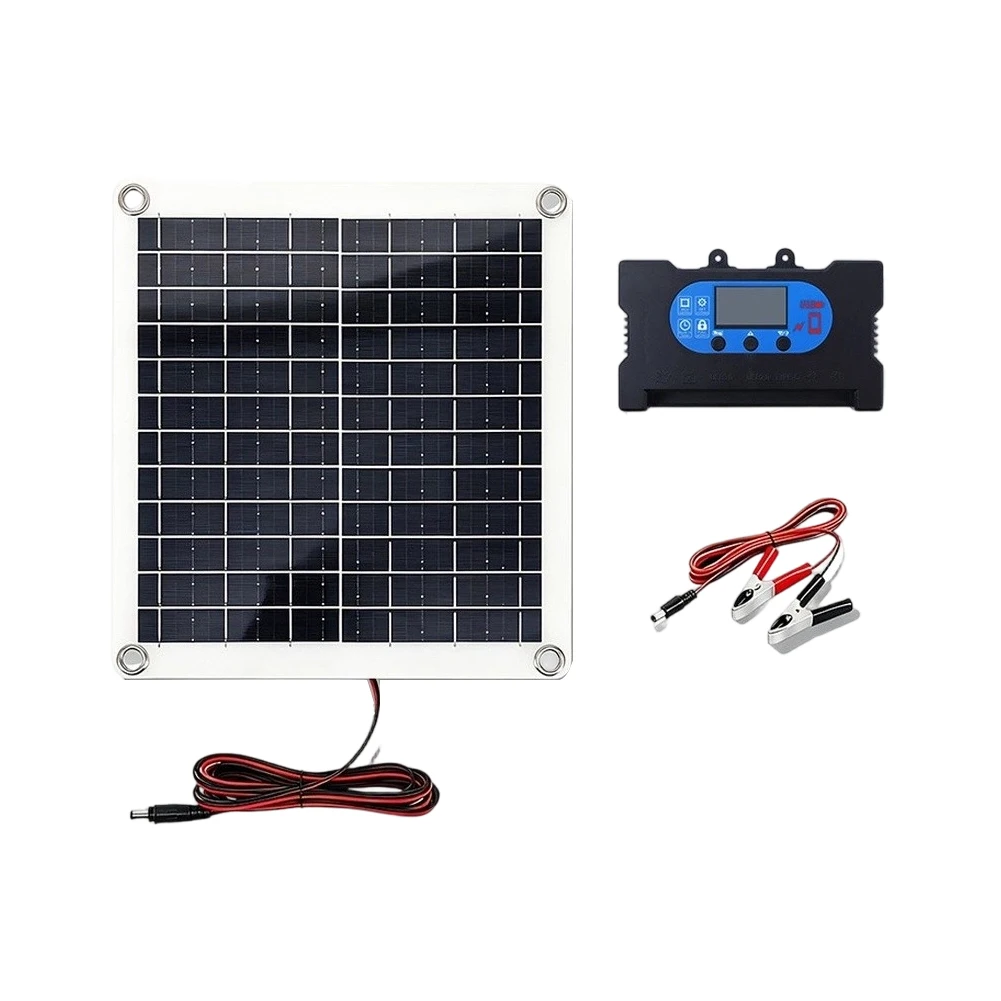 12W Monocrystalline Solar Panel With Controller DC 5521 Output For Outdoor Camping RV Vehicle Battery Charging Alternative