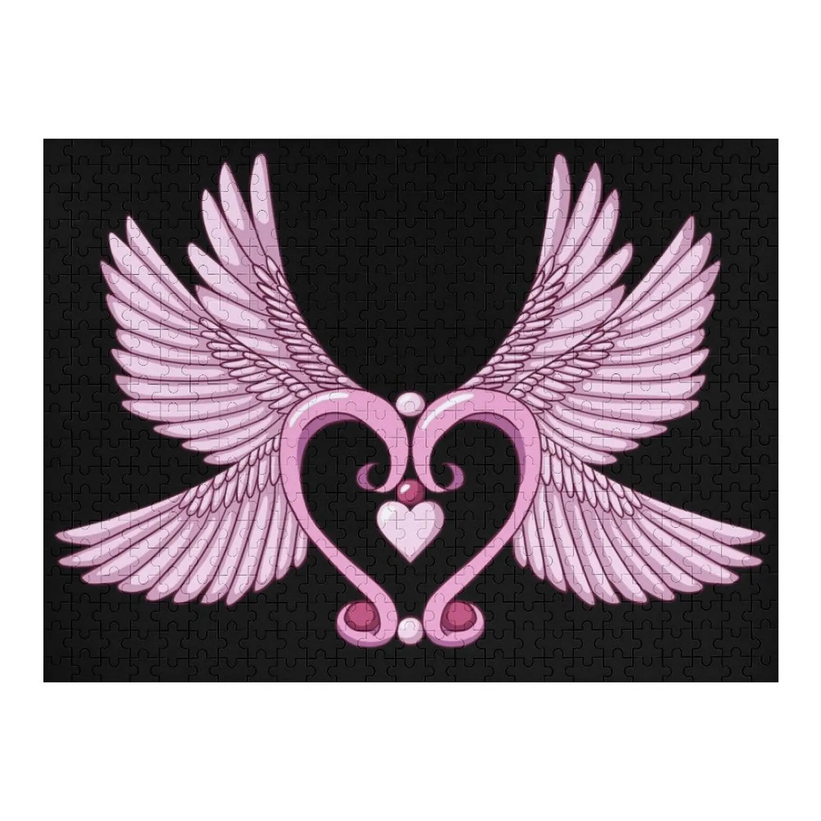 

Сердце с крыльями - розовая головоломка, персонализированная для детей, индивидуальная картина, персонализированная головоломка с картинками