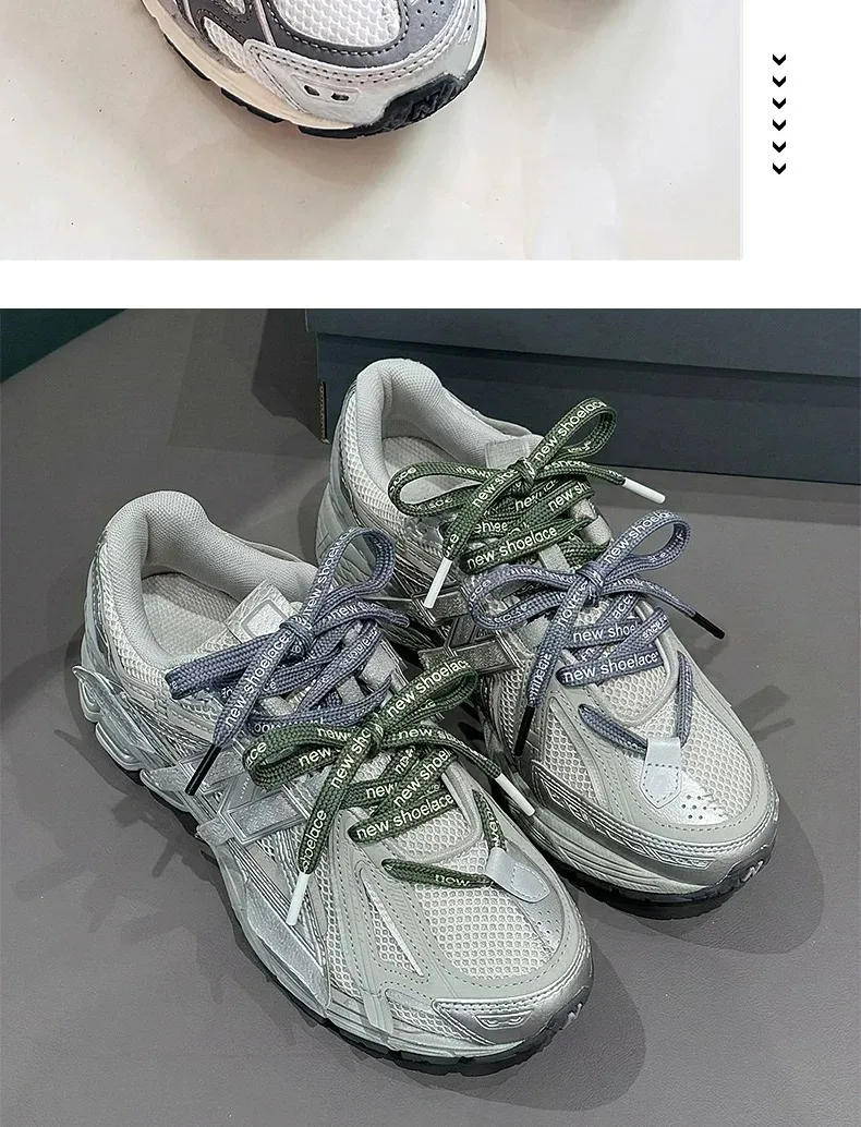 Modische, kontrastfarbene, flache Schnürsenkel mit Buchstabenmuster, schwarz-weiß, doppellagige Schnürsenkel, trendiges Schuhzubehör – Detail 6