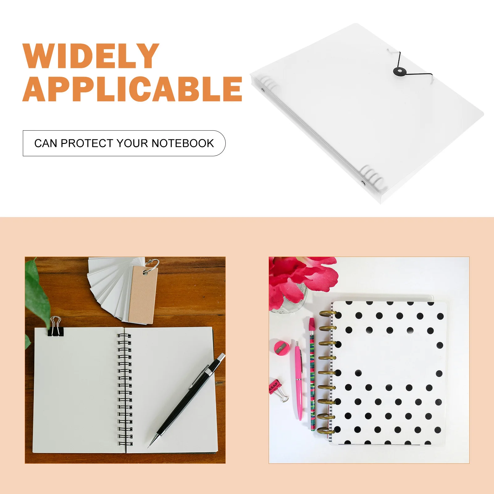 A4 Portable Binder Cover PP Material Notepad Shell Lightweight Sturdy Notebook Protector for School Office Decorative