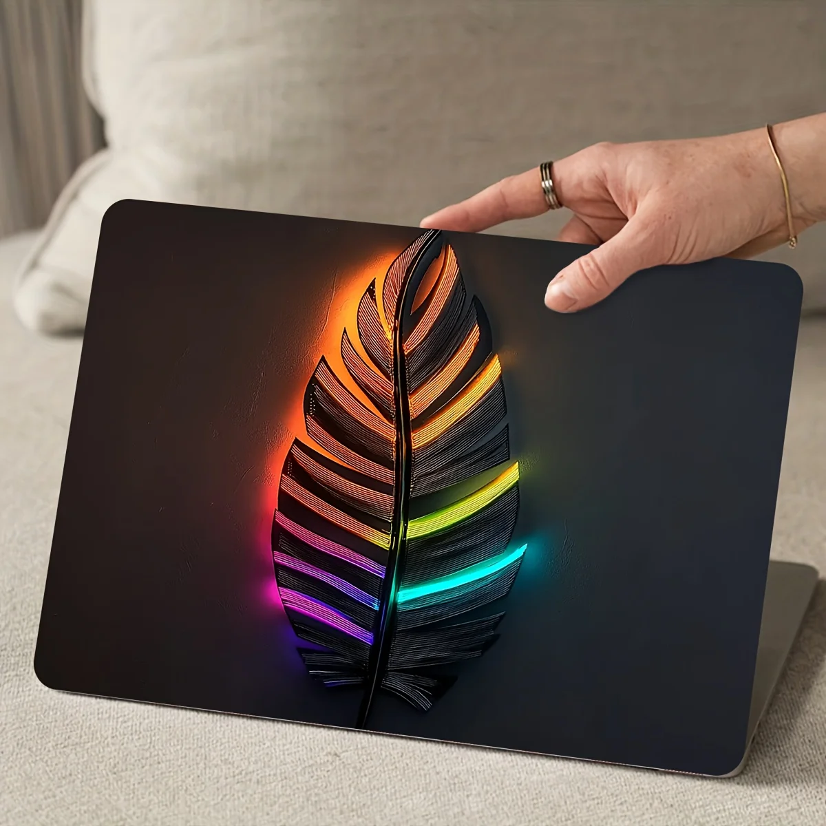 2 Pack Vivid Feather Design Notebook Art Decals  Vinyl Skin Stickers Waterproof and Scratch Resistant Ideal for Laptops