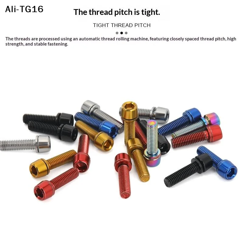 【Ty2】】6Pcs Bicycle Handlebar Screws M5*18MM Titanium-plate Colorful Steel MTB Bike Handle Bar Stem Riser Bottle Holder Bolts