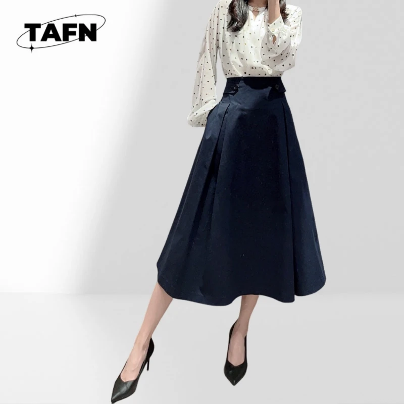 

Ladies Fashion Midi Skirt Simple Design Casual Daily Skirt Ladies Elegant Skirt Soft Fabric High Waist Midi Skirt BB1549