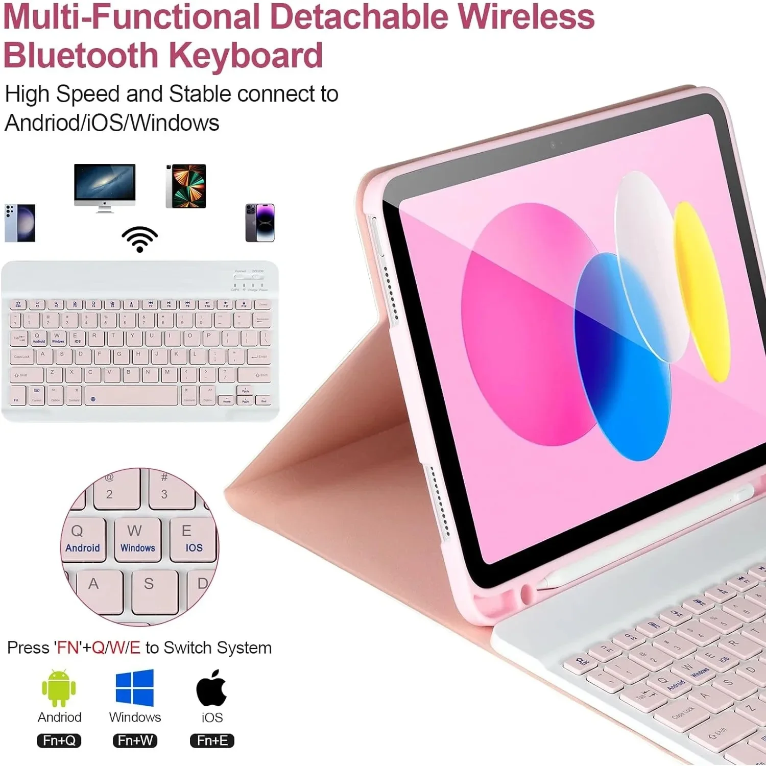 Wireless Bluetooth Keyboard For iPad 10th Generation 2022 10.9 Inch Case With Keyboard Detachable Leather Tablet Case For Cover