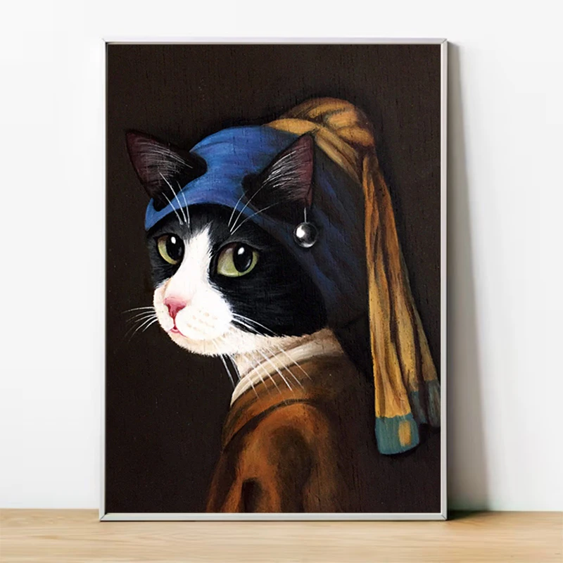 

Abstract Cat Animal Poster Pictures Wall Decoration Painting Room Decor For Home Vintage Art Mural Interior Paintings Decorative