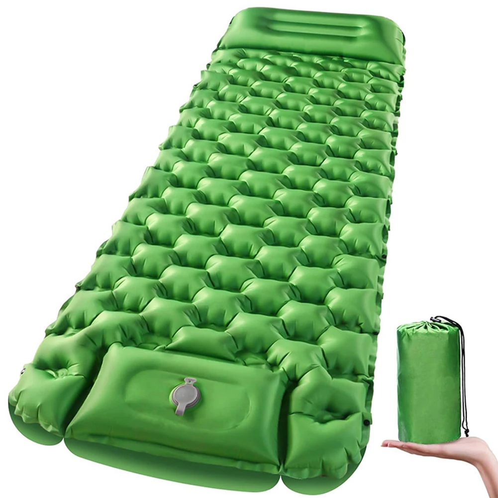

Camping Trips Camping Pad Ergonomic Sleeping Pad Built-in Foot Pump Button Connection Feature Compact Storage Bag