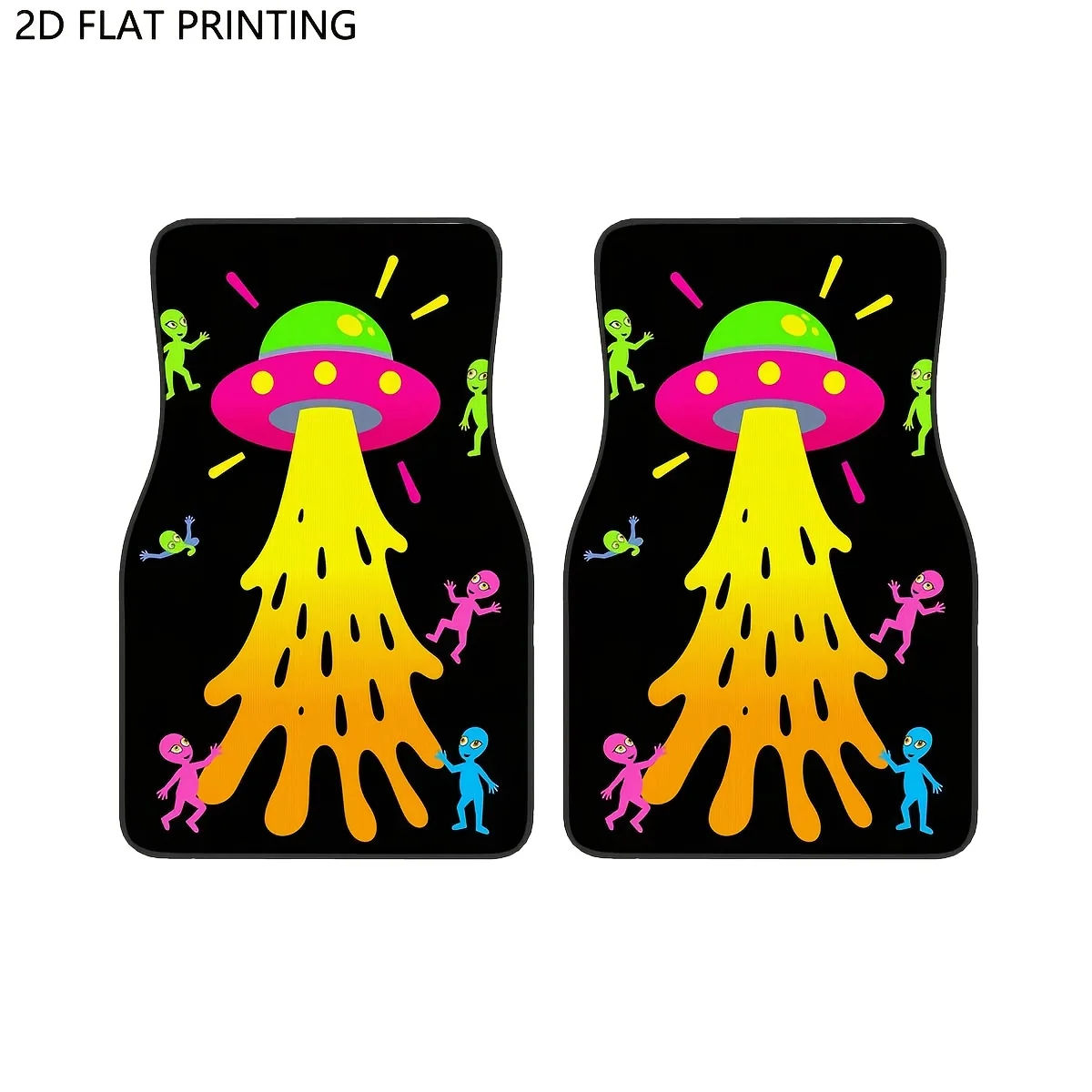 2pcs/4pcs Car Floor Mats, UFO Alien Pattern Car Mats, Automotive Floor Mats, Stylish Car Accessories Interior, Interior Upgrade,