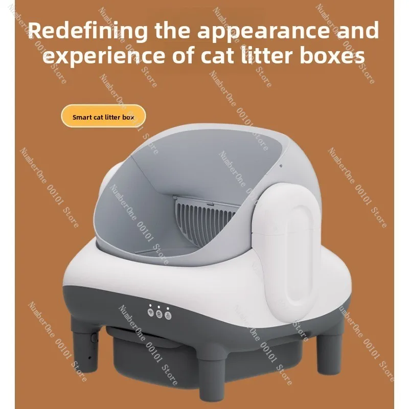 Open Top Smart Cat Litter Box, No Manual Cleaning, Anti-Splash & Odor Removal, Multi-Cat Identification Cat Toilet