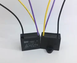 Black CBB61 0.5uF+1uF 3 Wires 450V 50/60Hz Capacitor For Ceiling Fan