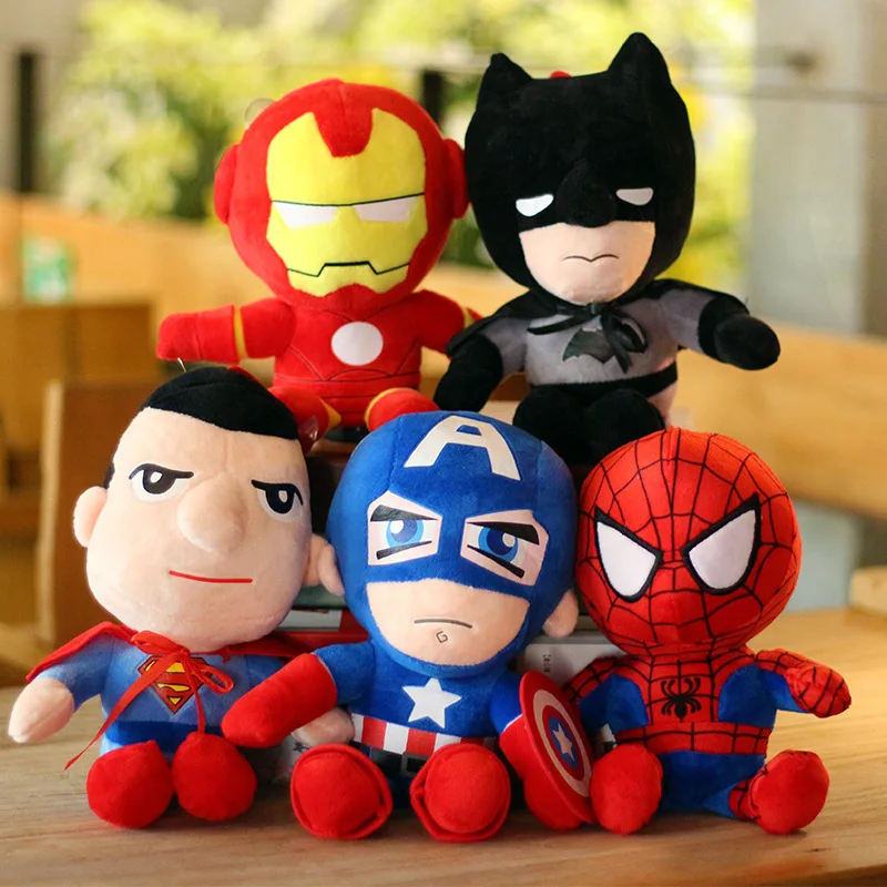 25cm Avengers Spider-Man Plush Doll Cartoon Captain America Superman Hero Pillow Anime Superhero Gift