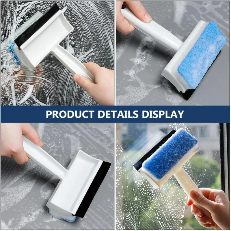 1pcs Magic Window Glass Cleaning Brush Double-Sided Sponge Wiper Scraper Bathroom Wall Shower Squeegee Mirror Scrubber Tools