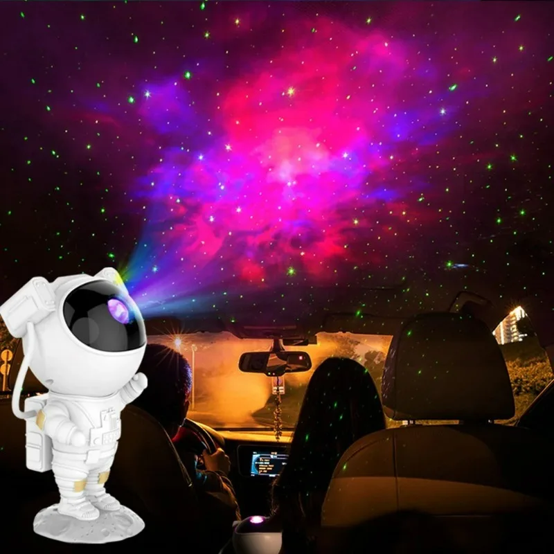 Imagem -02 - Astronauta Céu Estrelado Projeção Luz Led Aurora Quarto Mesa de Cabeceira Decoração Pequena Atmosfera Luz Noturna