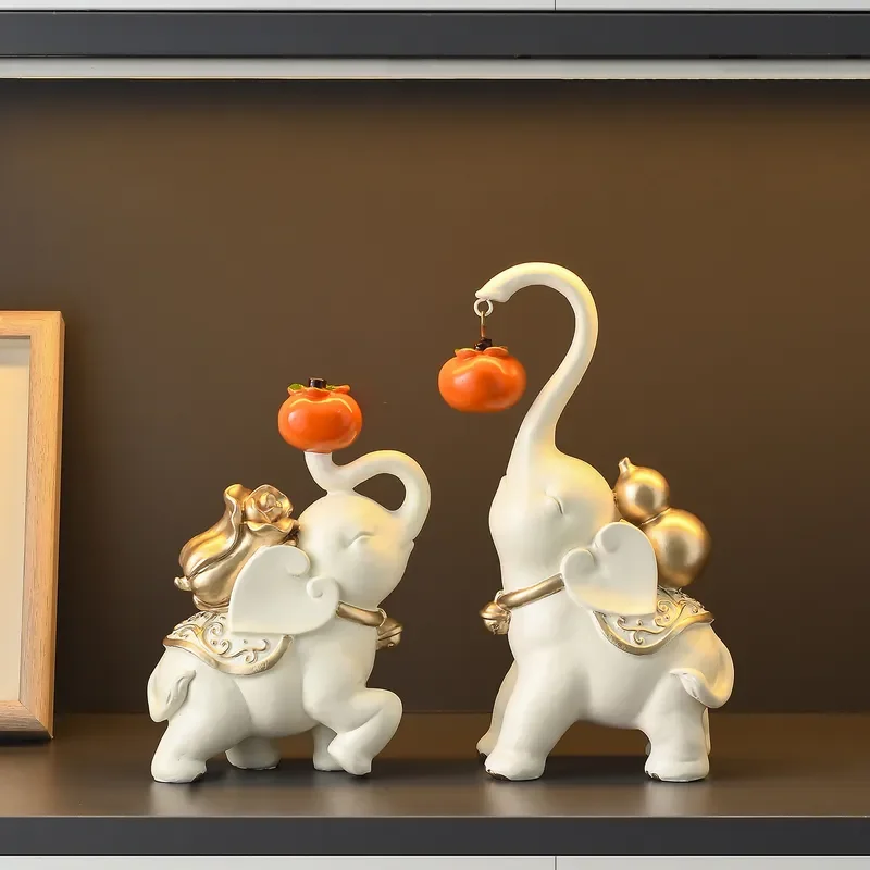 for Persimmon Ruyi Elephant Ornament Light Luxury High-end Living Room Lucky TV Cabinet Wine Cabinet Decoration Household New