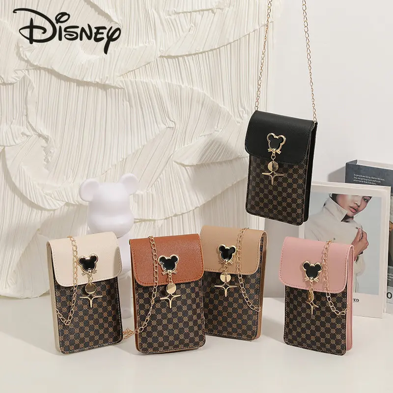 Disney Mickey New Women\'s Bag High Quality Fashion Women\'s Crossbody Bag Cartoon Versatile Chain Shoulder Bag Casual Mobile Bag