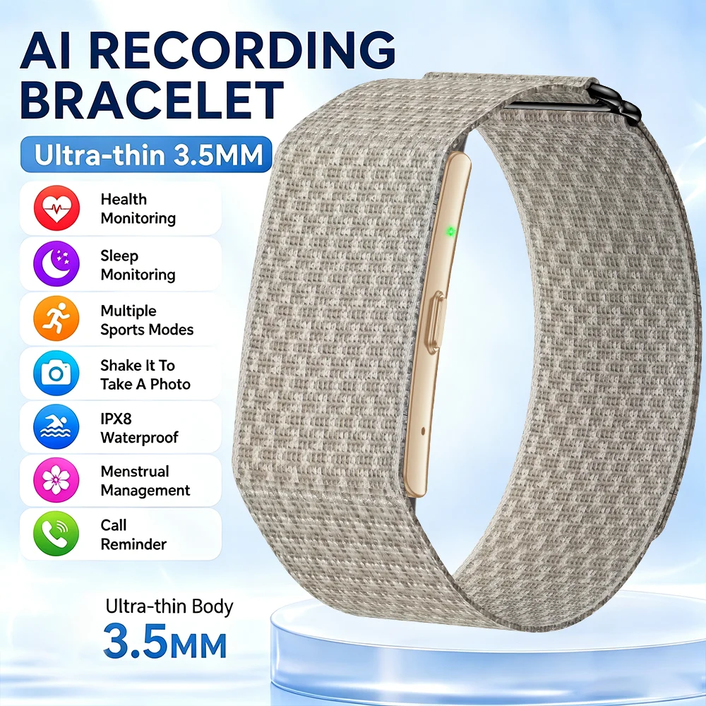 New No Screen Smart Bracelet With 79 Languages AI Audio Recordings Meeting Minutes 160+Sports Mode Health Monitor Men Smartwatch