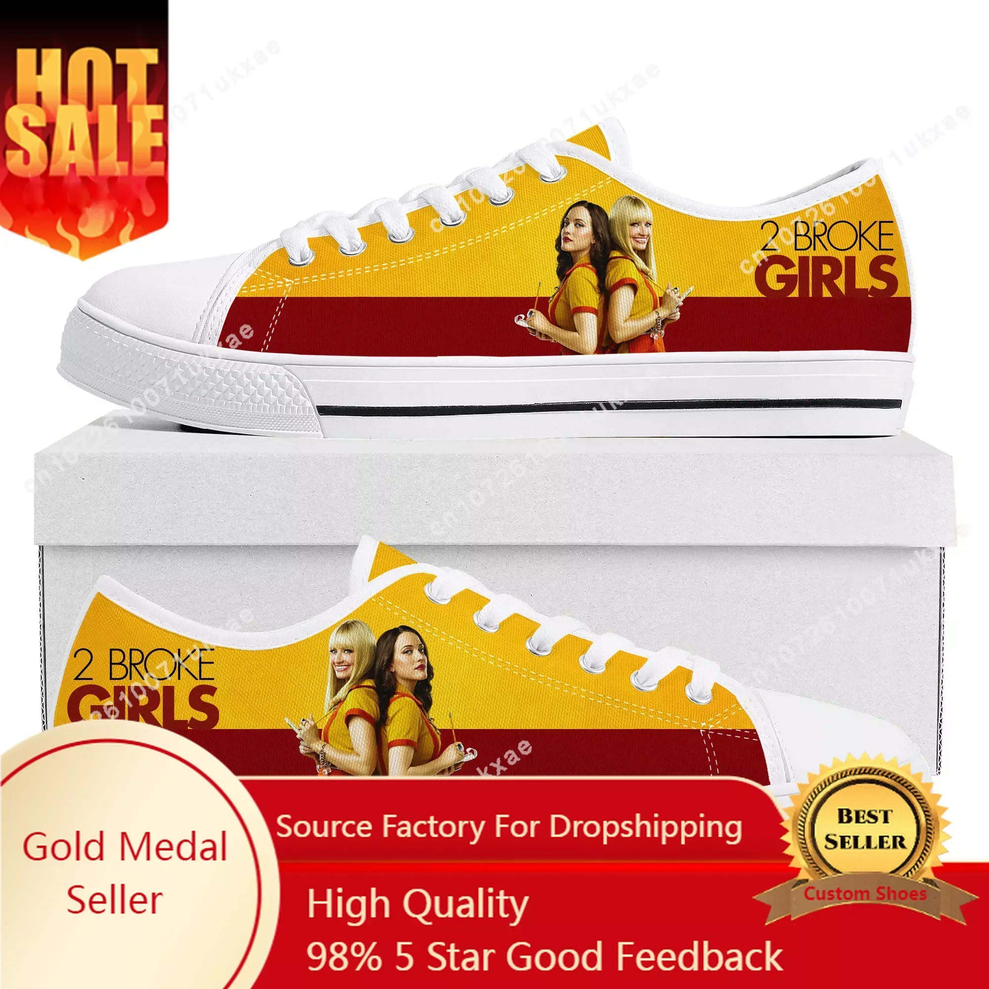 

2 Broke Girls Low Top Sneakers Mens Womens Teenager Canvas High Quality Sneaker Casual Custom Made Shoes Customize DIY Shoe